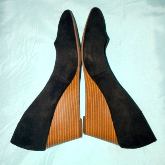 🖤 NWOT Style & Co Black Tan Wedge Heel Shoes Size 7M Party Date Dinner - Picture 2 of 5